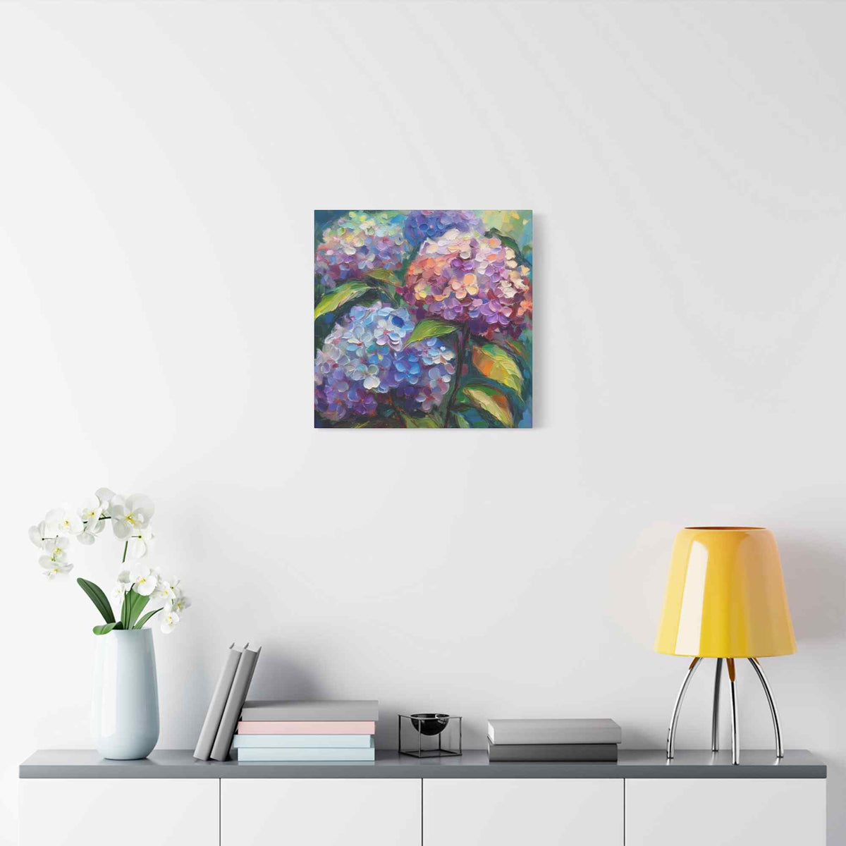 Hydrangeas Print Canvas, Flowers Oil Paint Print 20x20, 24x24, 30x30, 32x32, 36x36, Floral Art Design Print Non-Frame MC-27