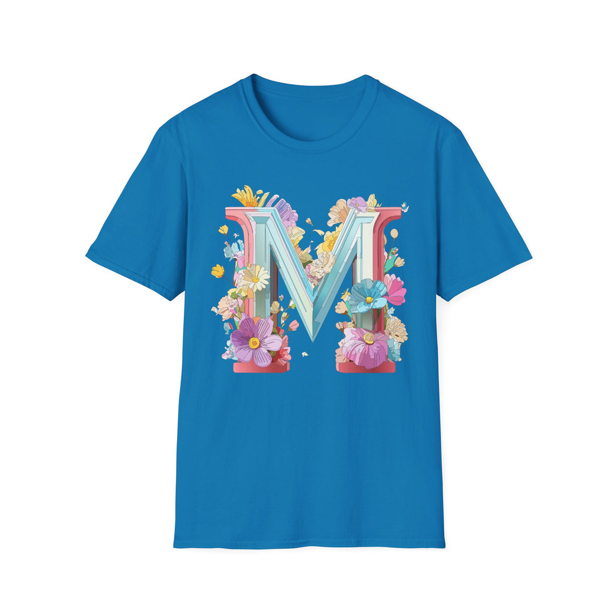 Floral Letter M T-Shirt | Monogram Initial Graphic Tee