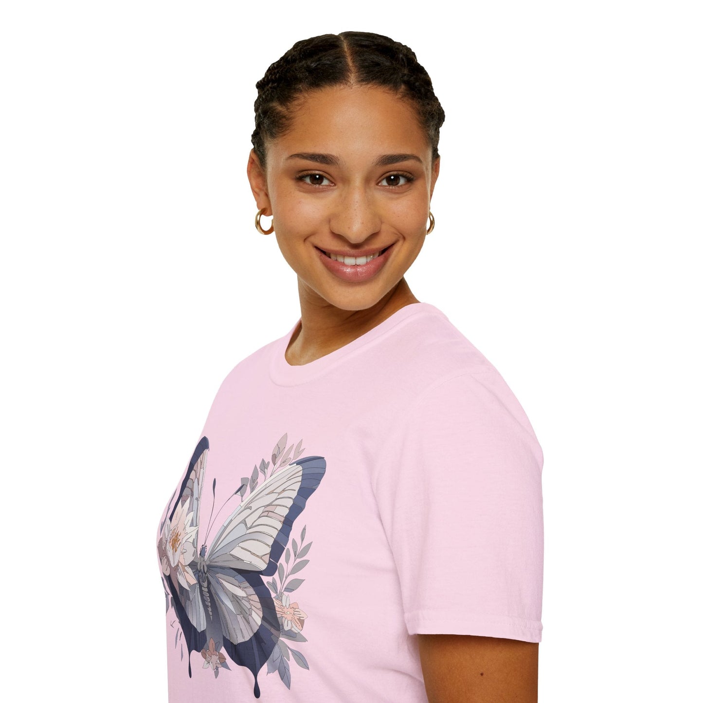 Butterfly T Shirt Unisex Monarch Print Softstyle Cotton Tee for Everyday Comfort