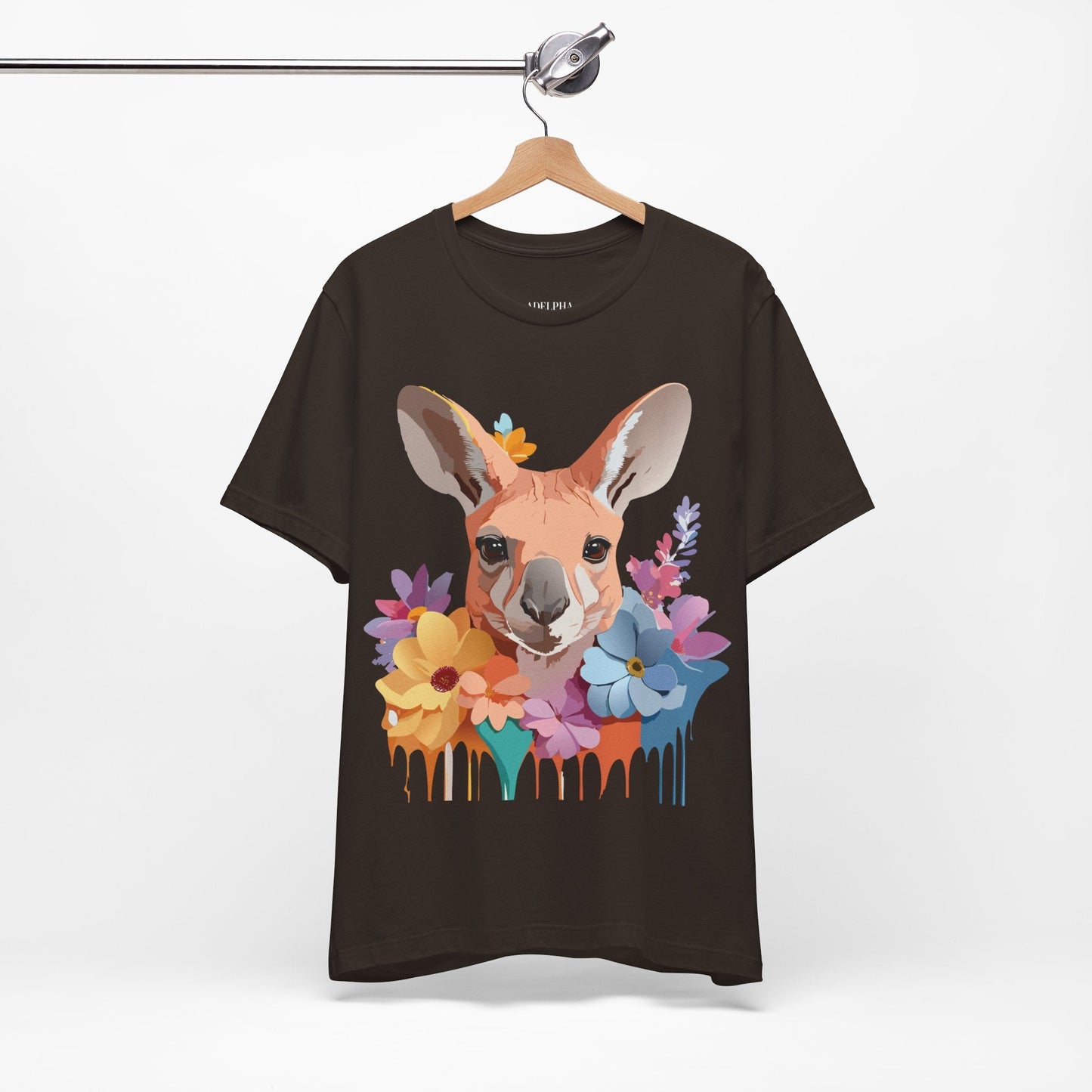 Adelpha Unisex Graphic Tee Kangaroo Art Design Short Sleeve Shirt Premium Vintage Inspired Comfort