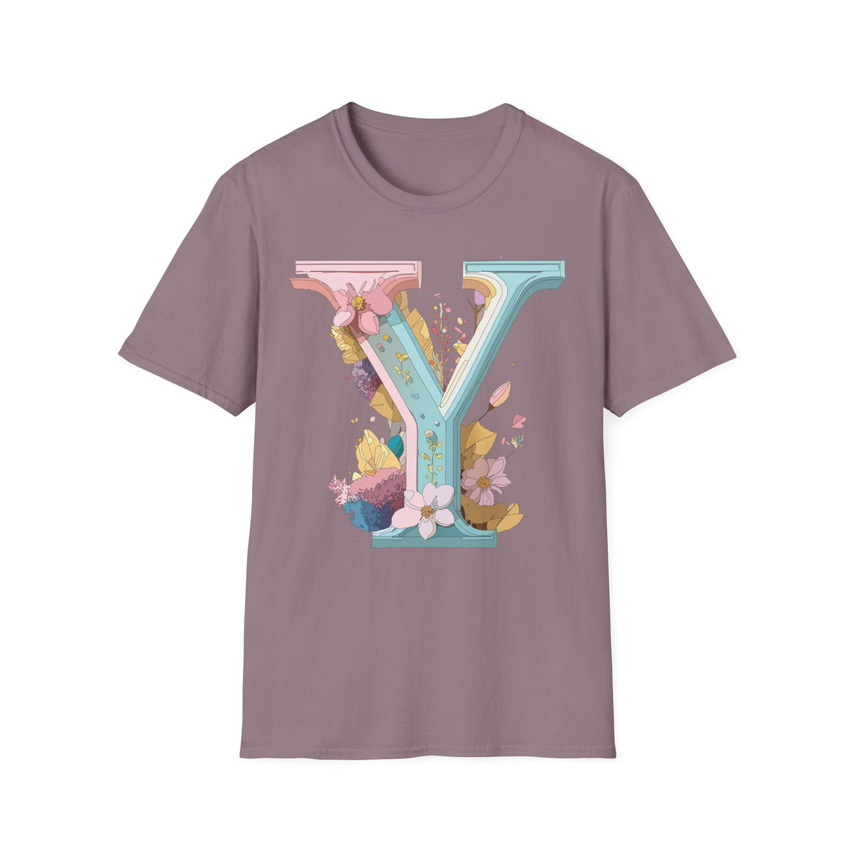 Floral Letter V T-Shirt | Pastel Monogram Tee