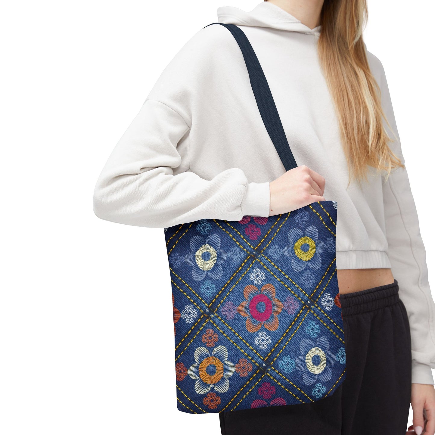 Denim Fabric Imitation Print Unisex Canvas Bag Poly Spun 3 Sizes Tote Bag 130