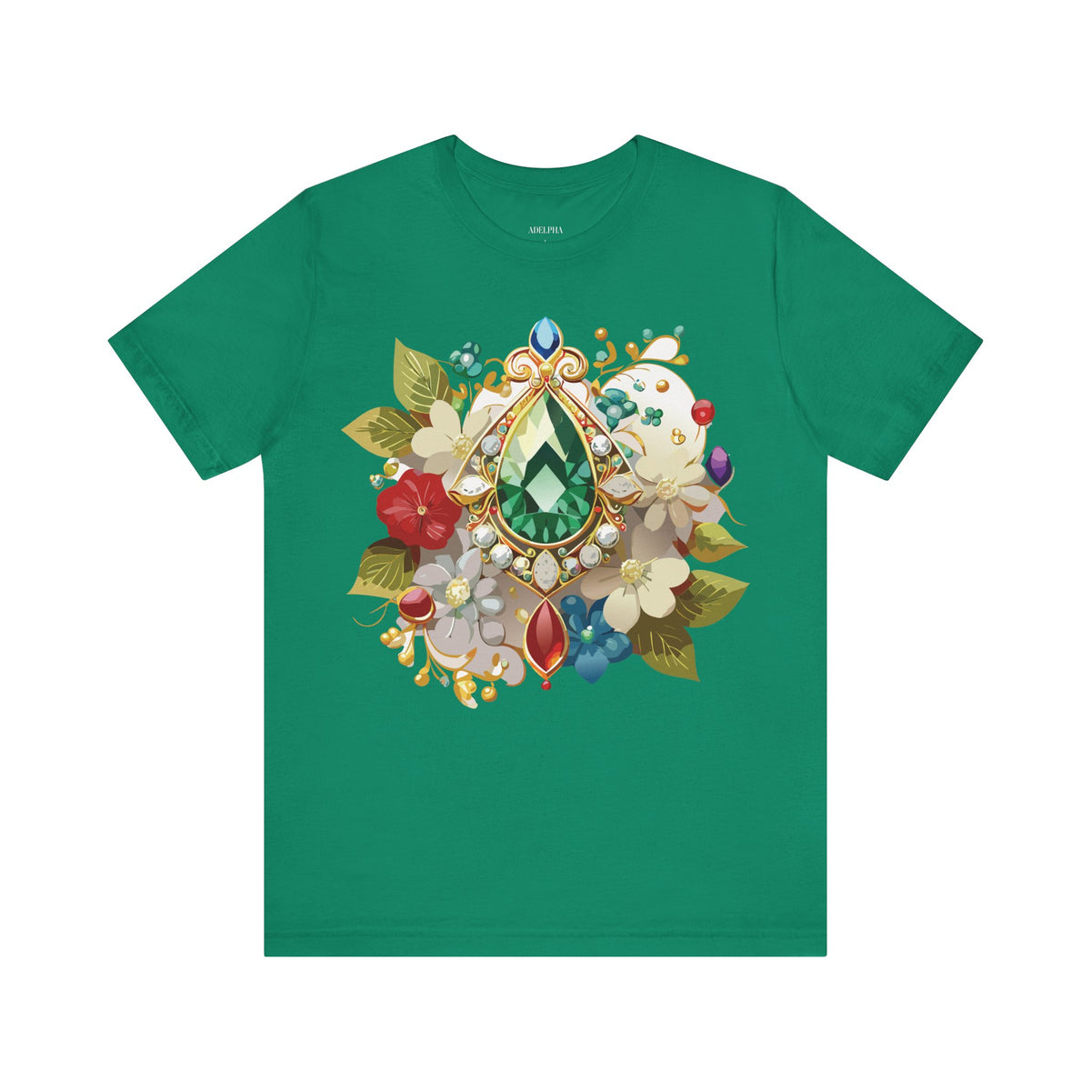 Jewelry Graphic Unisex Cotton Bella+Canvas Tee with Gemstones Art Design m45