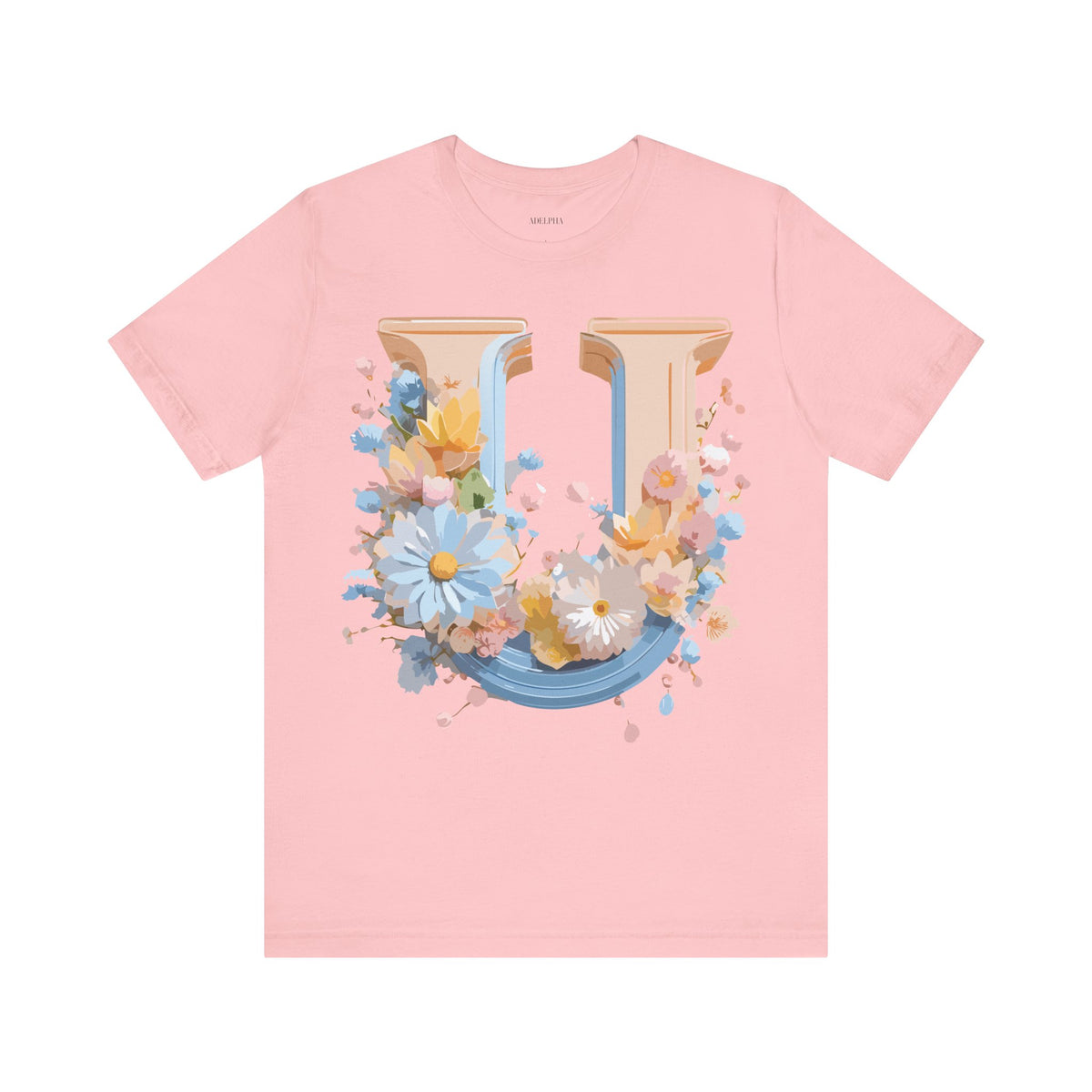 Letter U Graphic Unisex Cotton Bella+Canvas Tee with Art Letter Design