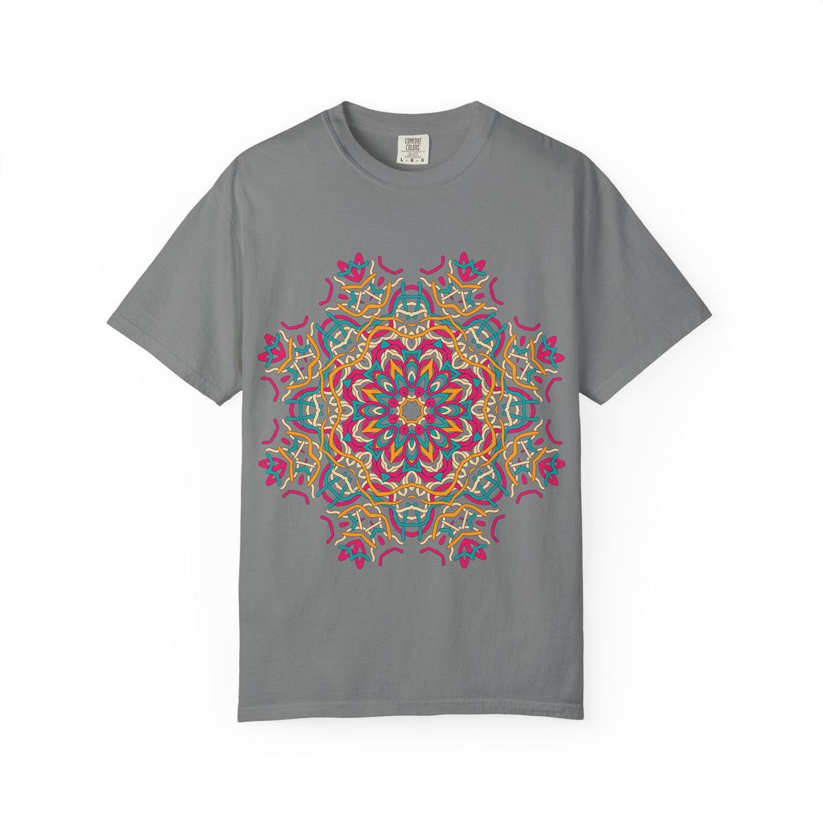 Unisex Garment Dyed Cotton T-Shirt with Mandala Graphic Design