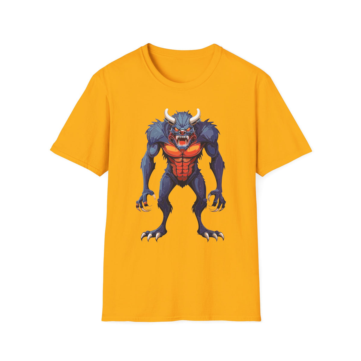 Werewolf Monster T-Shirt — Fierce Halloween Creature Cartoon Graphic Tee Unisex 100 Cotton Gildan T-Shirt