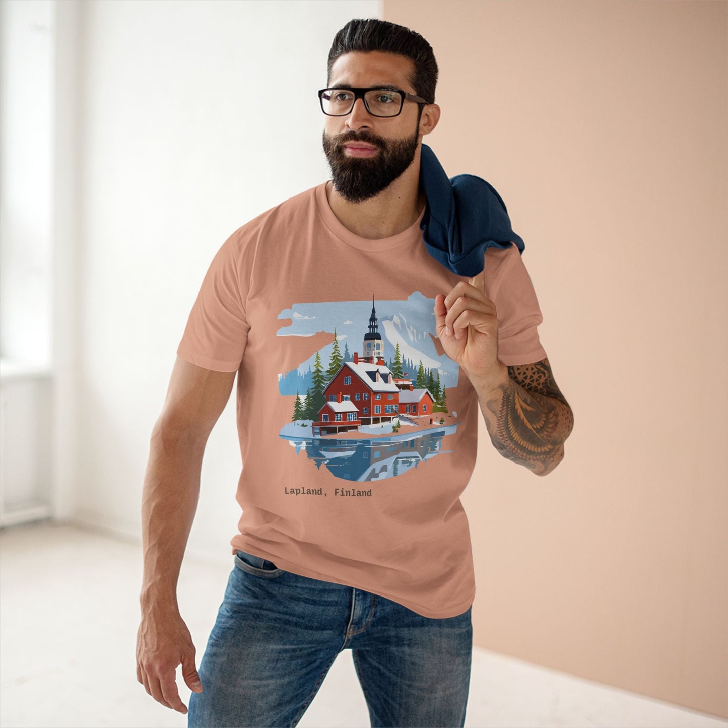 Lapland Travel Shirt Unisex Premium Cotton Tee With Original Art Design TT4 Retro2Nova