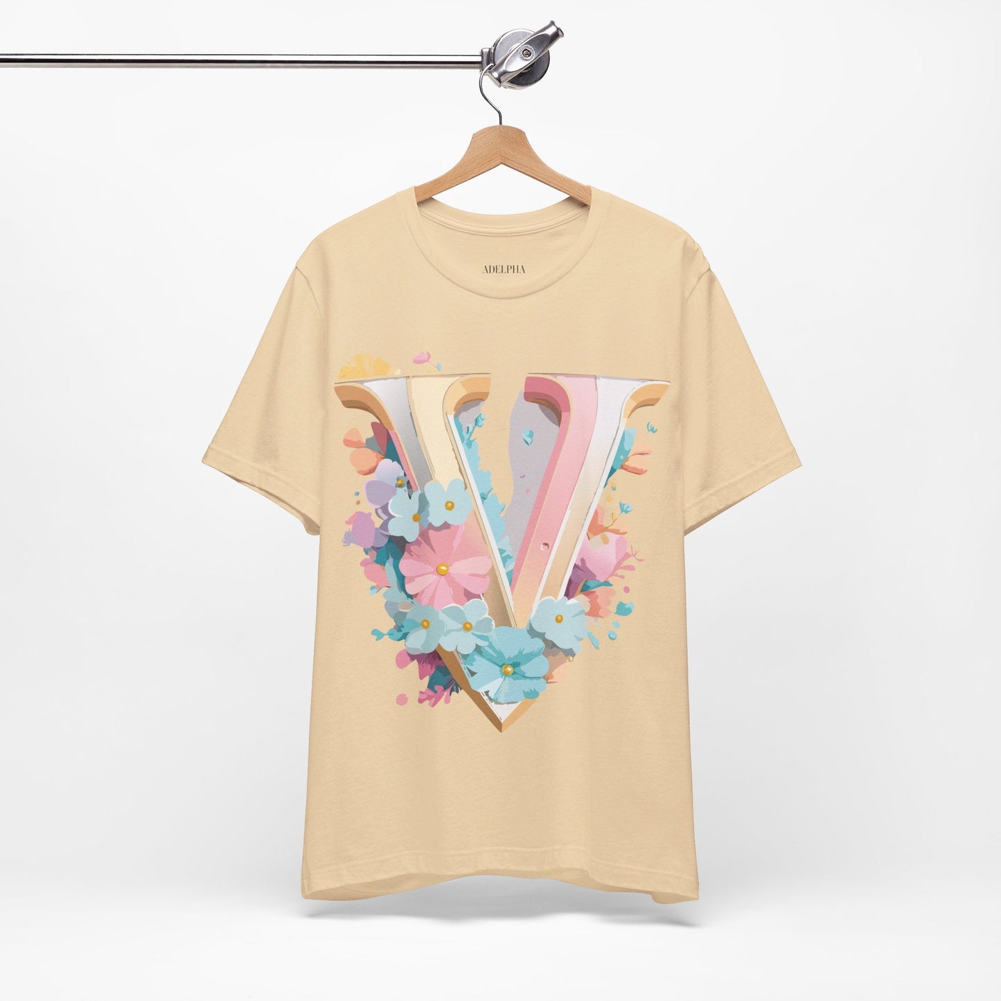 Adelpha Letter V Shirt Graphic Tee Unisex Jersey Short Sleeve Vintage Inspired Design
