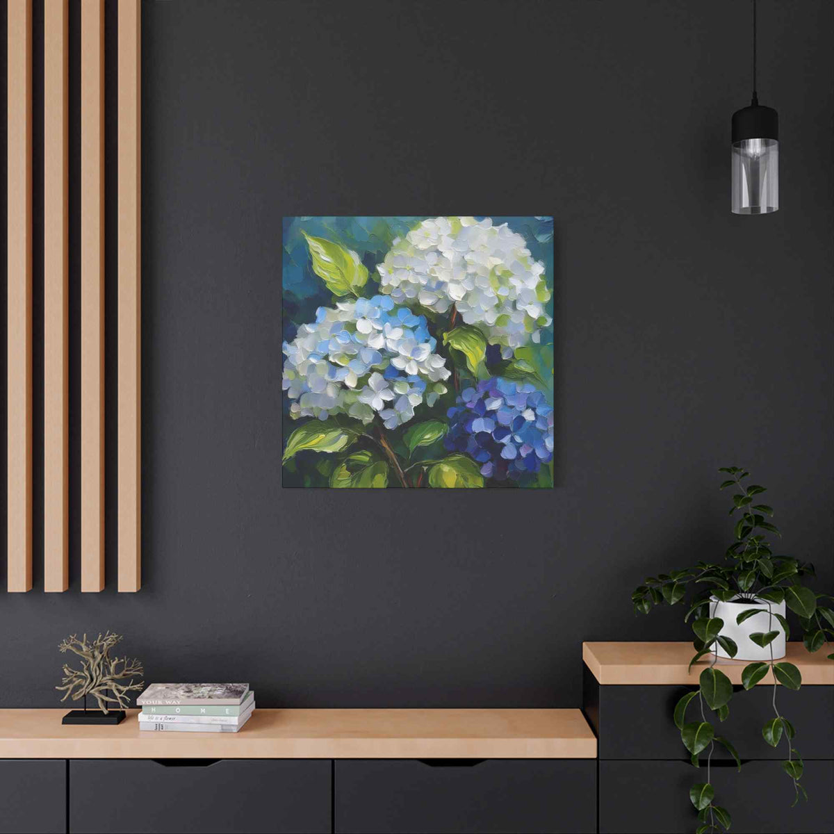 Hydrangeas Print Canvas, Flowers Oil Paint Print 20x20, 24x24, 30x30, 32x32, 36x36, Floral Art Design Print Non-Frame MC-30