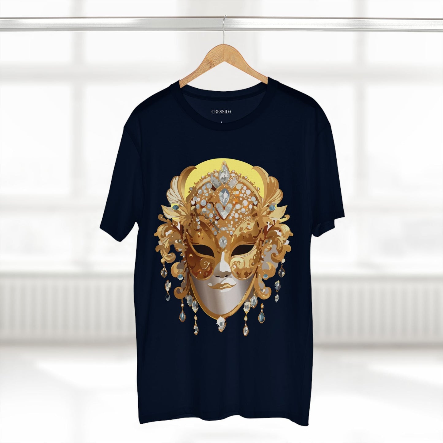 Carnival Mask Graphic T-Shirt Unisex 100 Cotton With Antique Gold Art Design Tee 7
