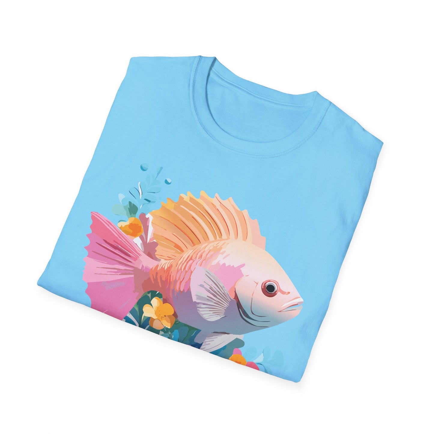 Fish Art Design Graphic Tee Shirt Unisex Softstyle Cotton Short Sleeve Comfort Fit Everyday Wear
