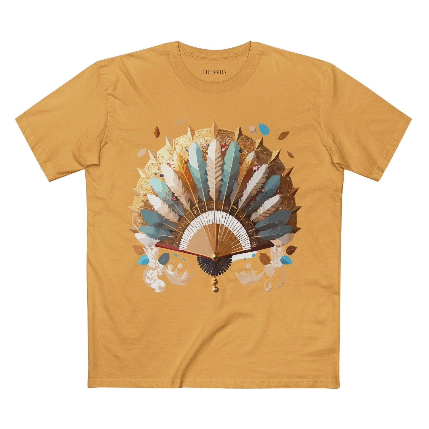 Antique Fan Graphic Design T-Shirt Unisex 100 Cotton Floral Carnival Artwork Tee 7