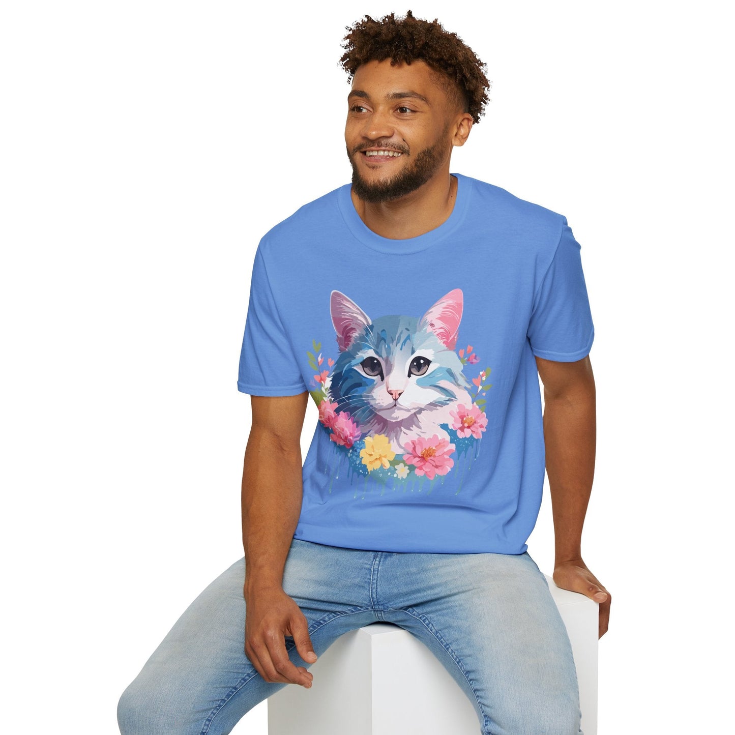 Cat Shirt Unisex Cat Tee Kitten Print Gildan Softstyle 64000