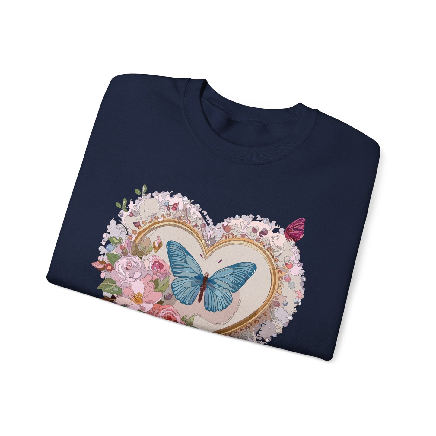 Floral Heart Unisex Crewneck Sweatshirt Valentines Floral Love Gildan 18000 Heavy Blend