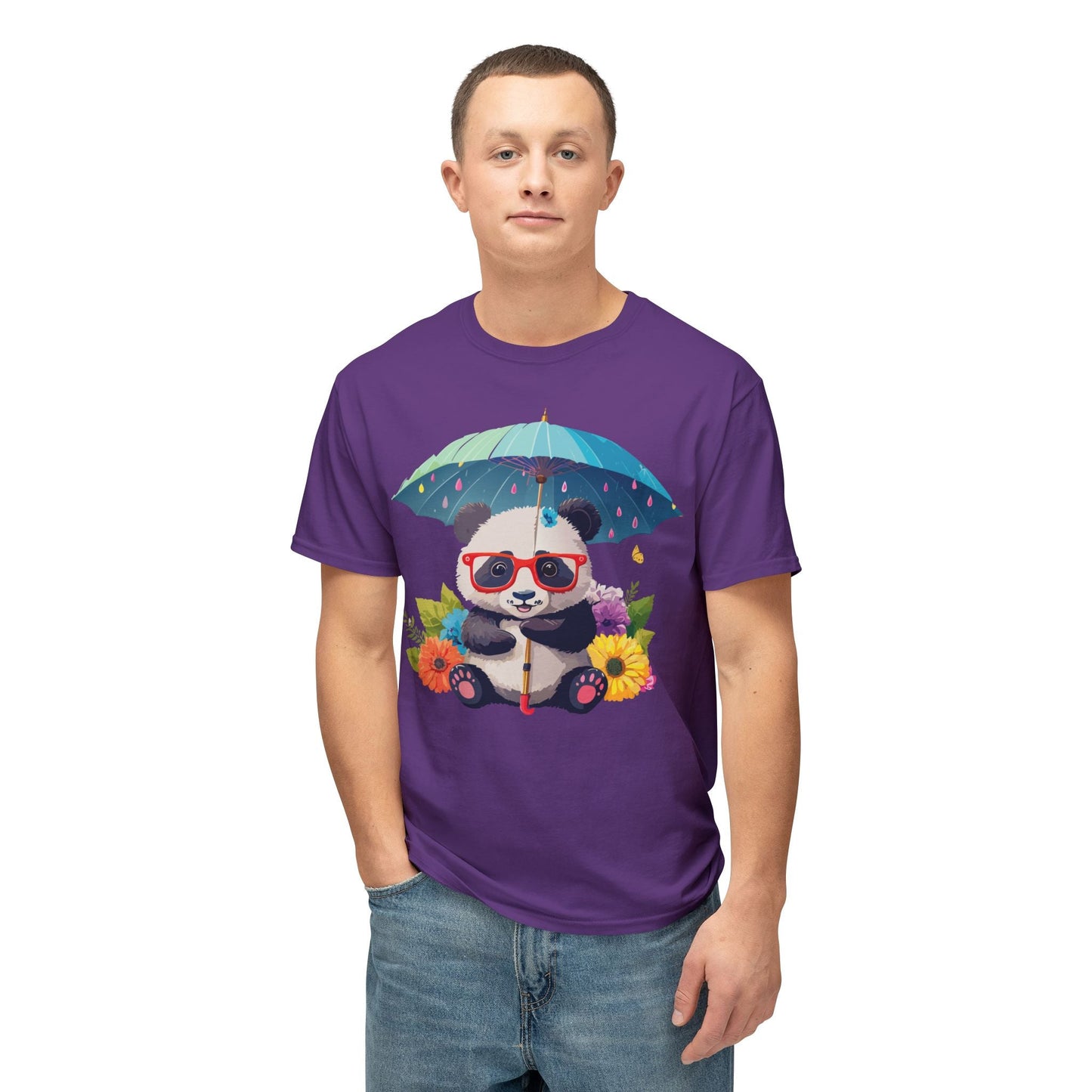 Panda Art T Shirt Unisex HD Cotton Tee With Floral Print Panda Design USA Printed Now