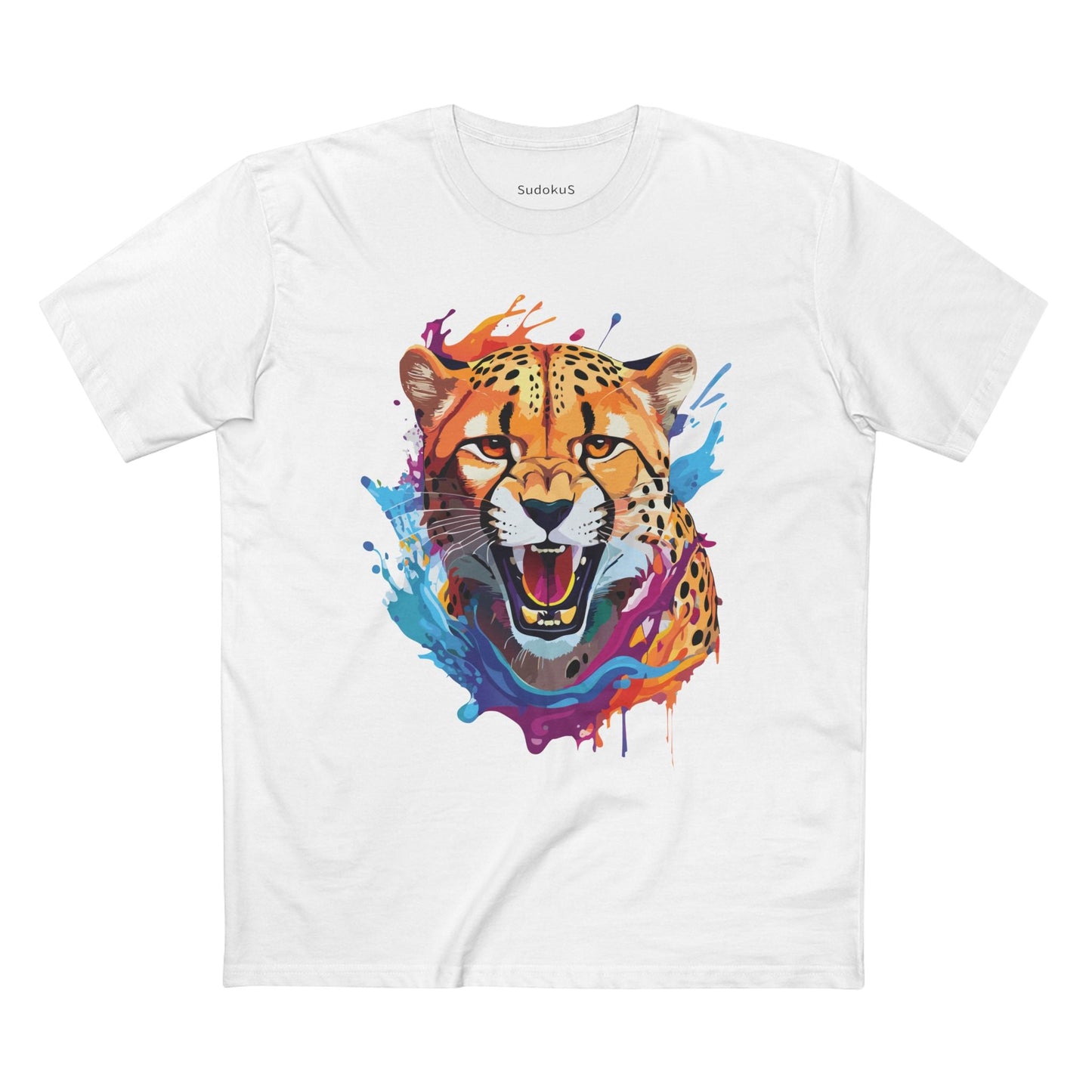 Cheetah Graphic Unisex 100 Cotton Staple Tee with Animal Design Artwork 23