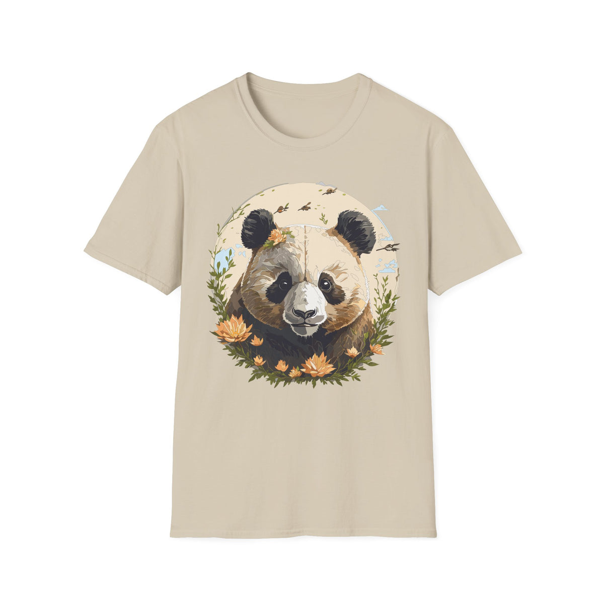 Floral Panda Illustration T-Shirt | Cute Bamboo Bear Graphic Tee