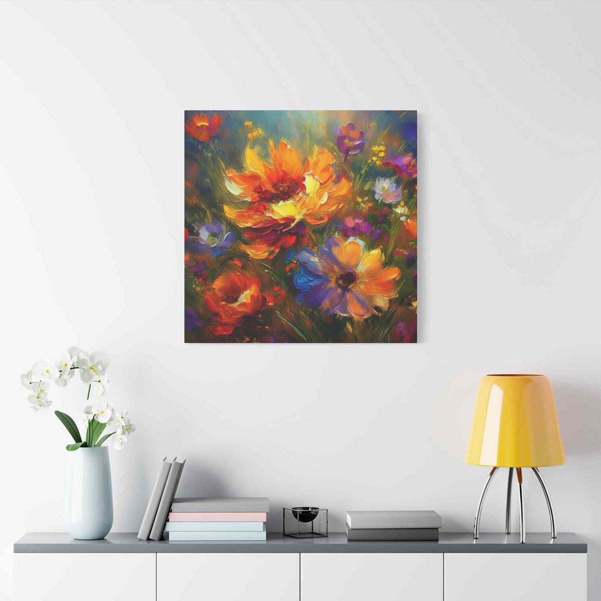 Flowers Print Canvas, Floral Oil Paint Print 20x20, 24x24, 30x30, 32x32, 36x36, Floral Art Design Print Non-Frame MC-15
