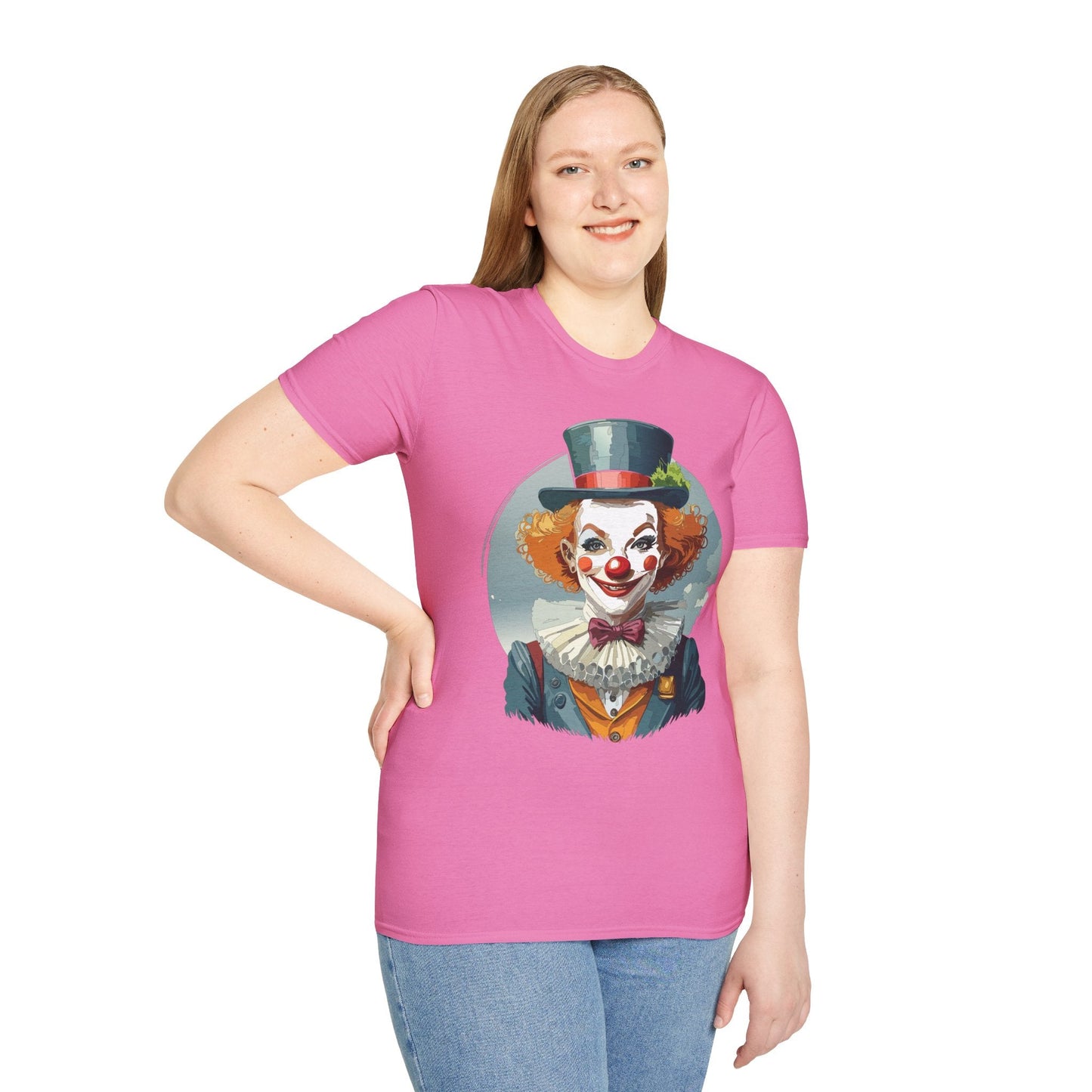 Unisex Clown Shirt Funny Man Circus Design Hundred Percent Ring Spun Cotton Gildan Softstyle Tee