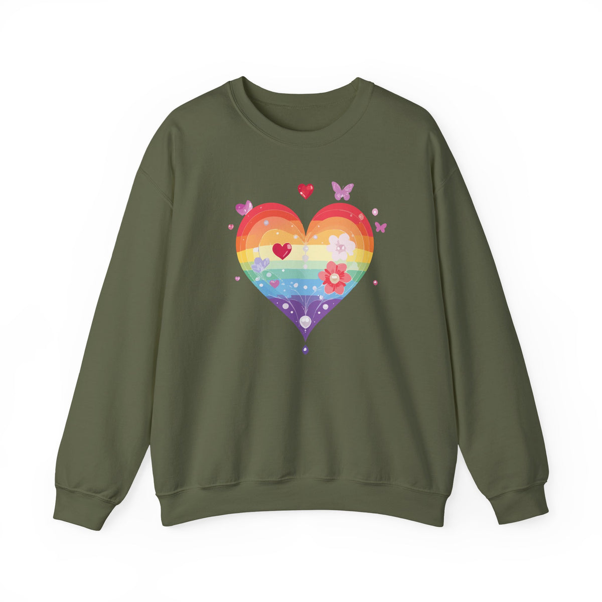 Rainbow Heart Sweatshirt, Floral Heart Sweatshirt, Floral Love Sweatshirt, Valentine's Day Sweatshirt, Rainbow Heart Floral Sweatshirt 115