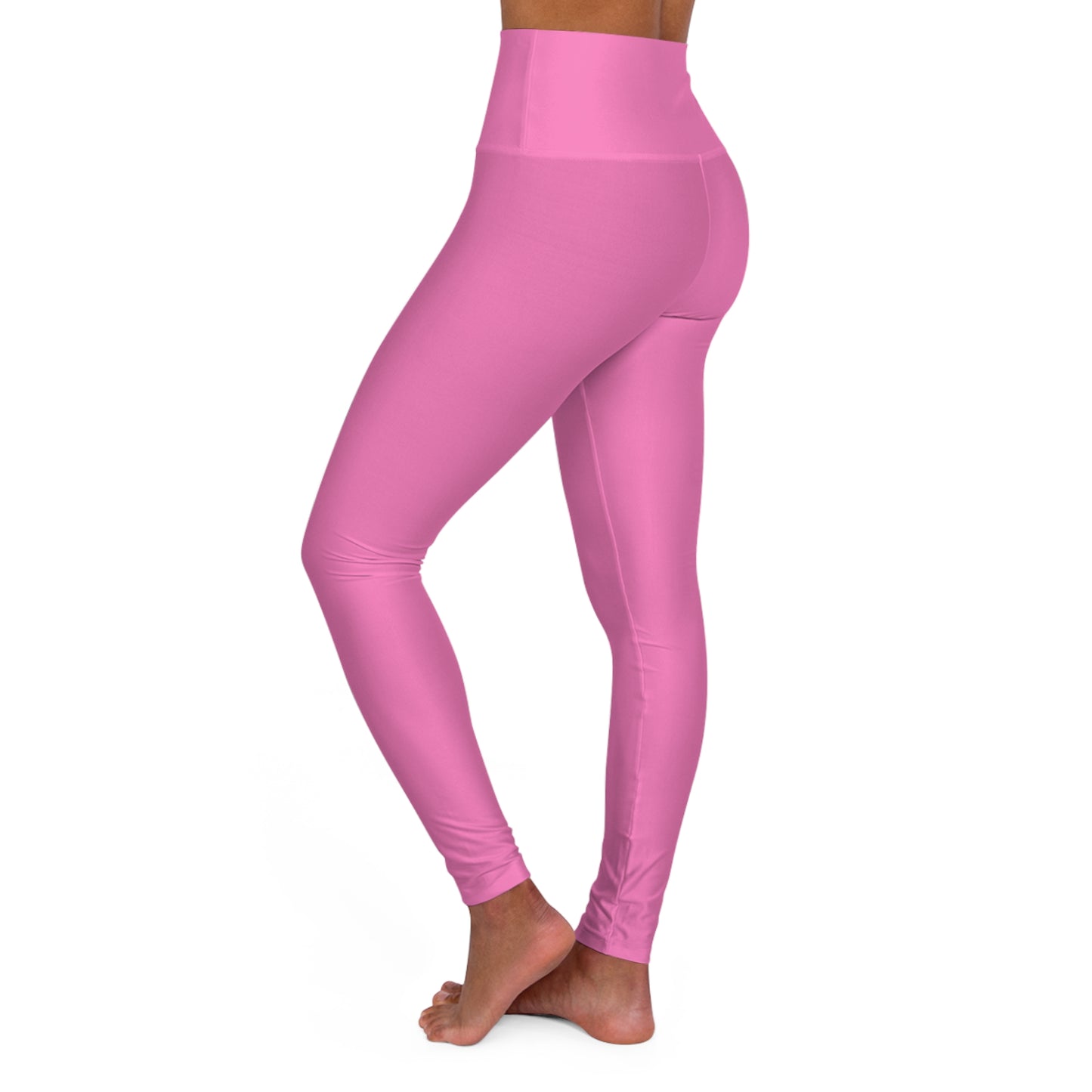 High-Waisted Pink Carnation Yoga Leggings Women's Seamless Poly-Span Stretchy Pink Activewear Pants