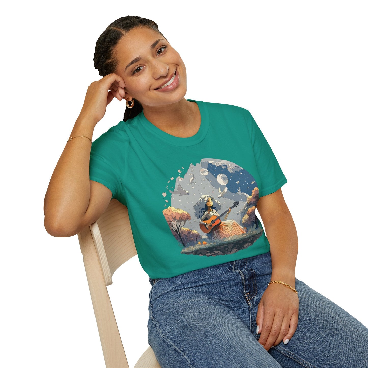 Womens Graphic T Shirt Art Design Tee Unisex Softstyle Cotton Shirt Everyday Comfort Durable Wear