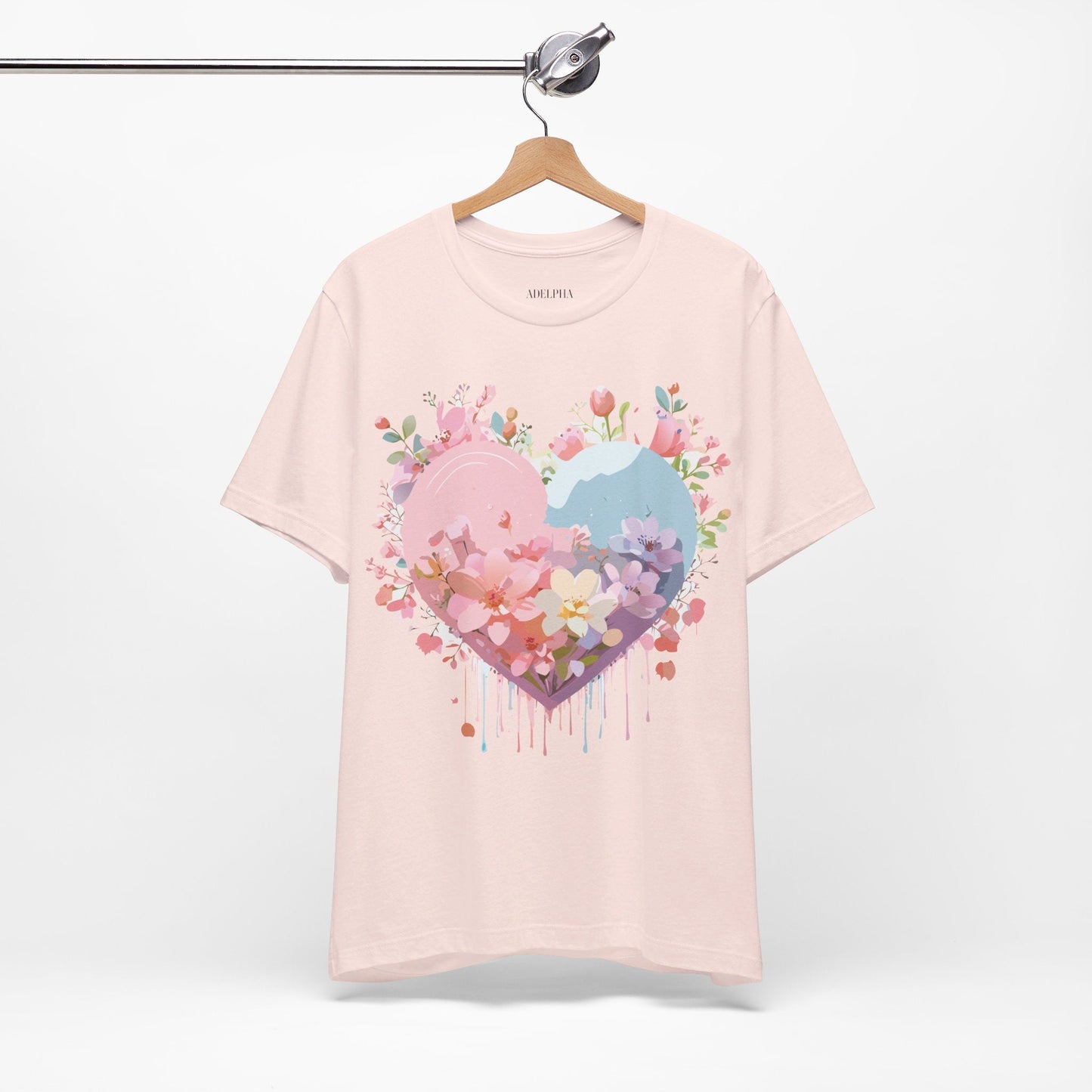 Valentine Day Graphic Unisex 100 Cotton Vintage Artwork with Love and Flower Design Tee 31
