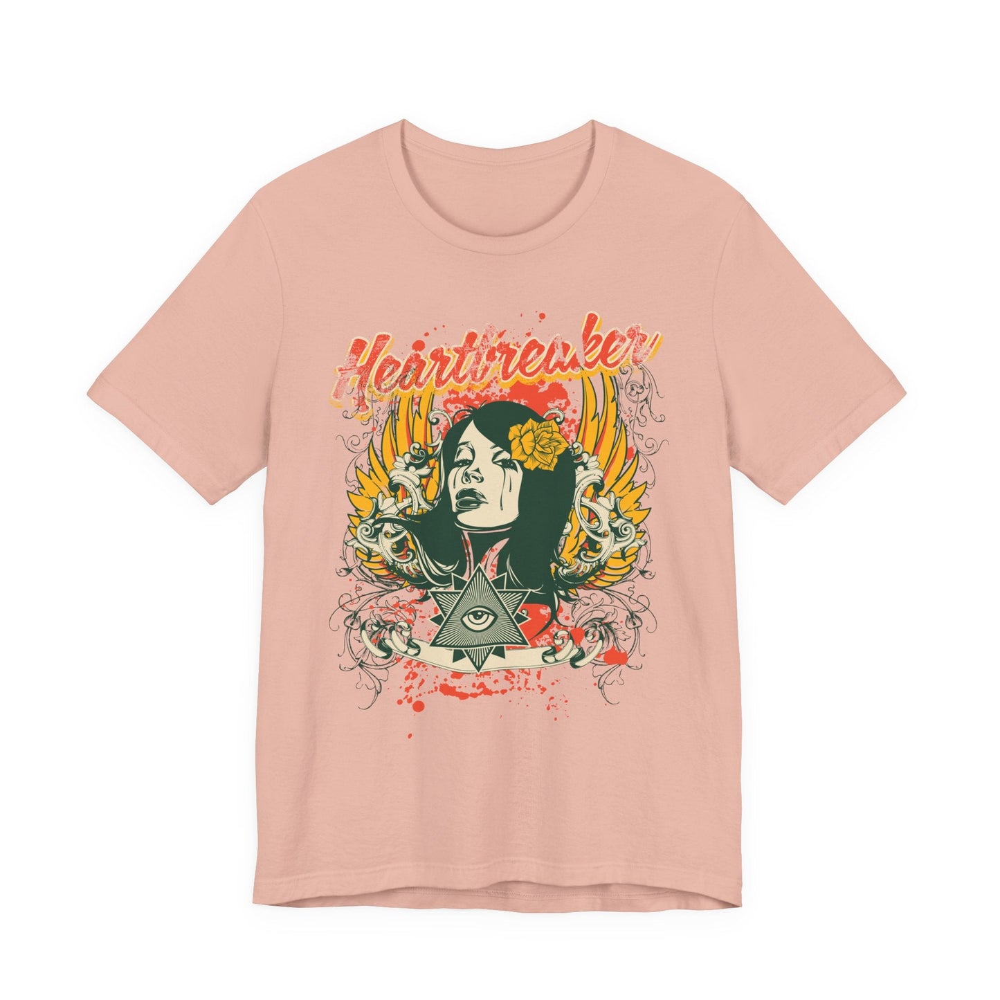 Heartbreaker Illustration Tee Retro Femme Portrait Floral Skull Graphic T-Shirt