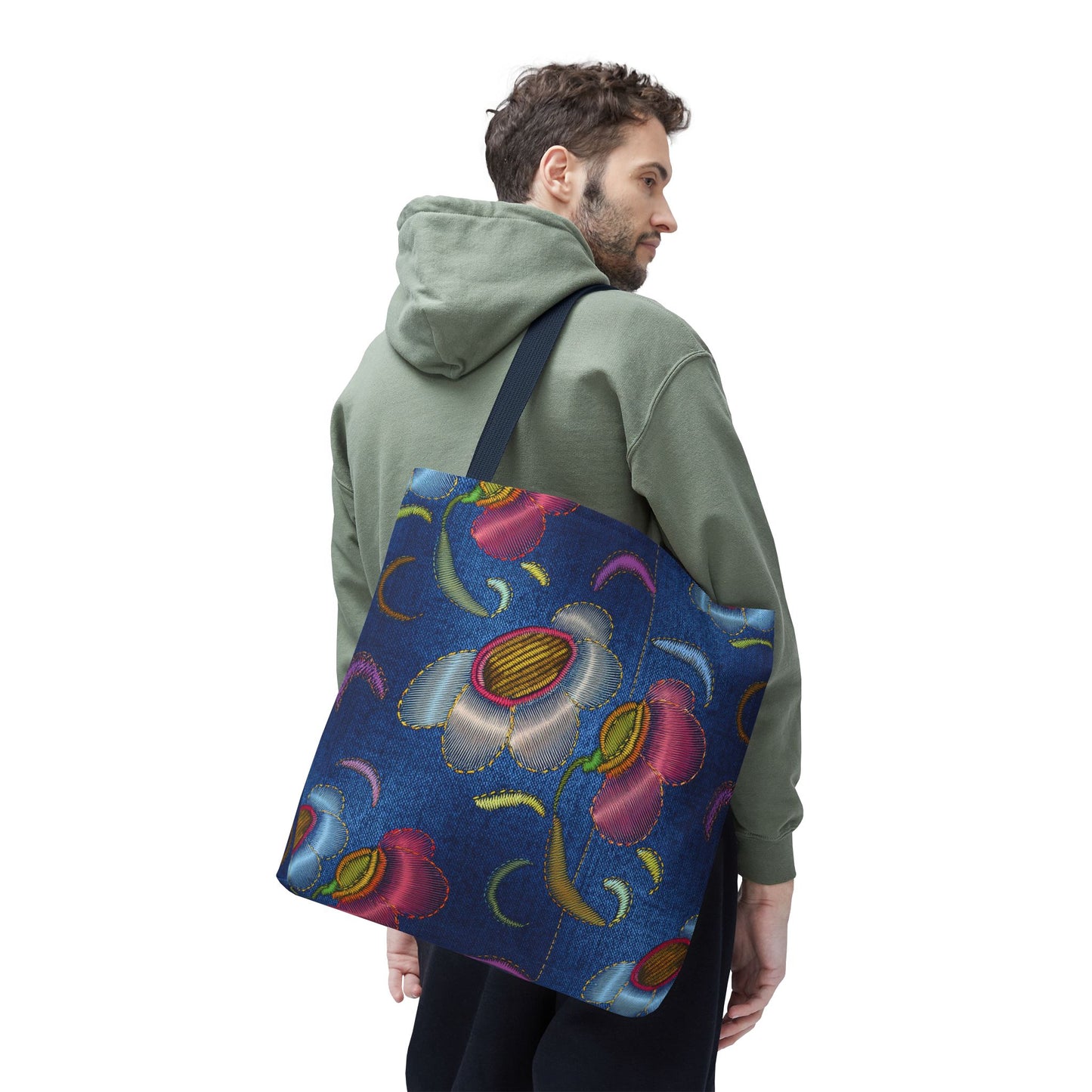 Denim Fabric Imitation Print Unisex Canvas Bag Poly Spun 3 Sizes Tote Bag 165
