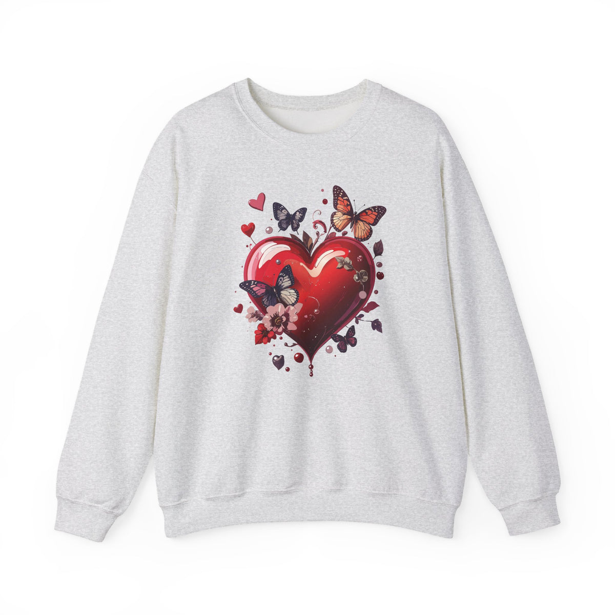 Big Red Heart Graphic Valentine's Day Sweatshirt Unisex 50/50 Cotton-Poly Sweatshirt w84