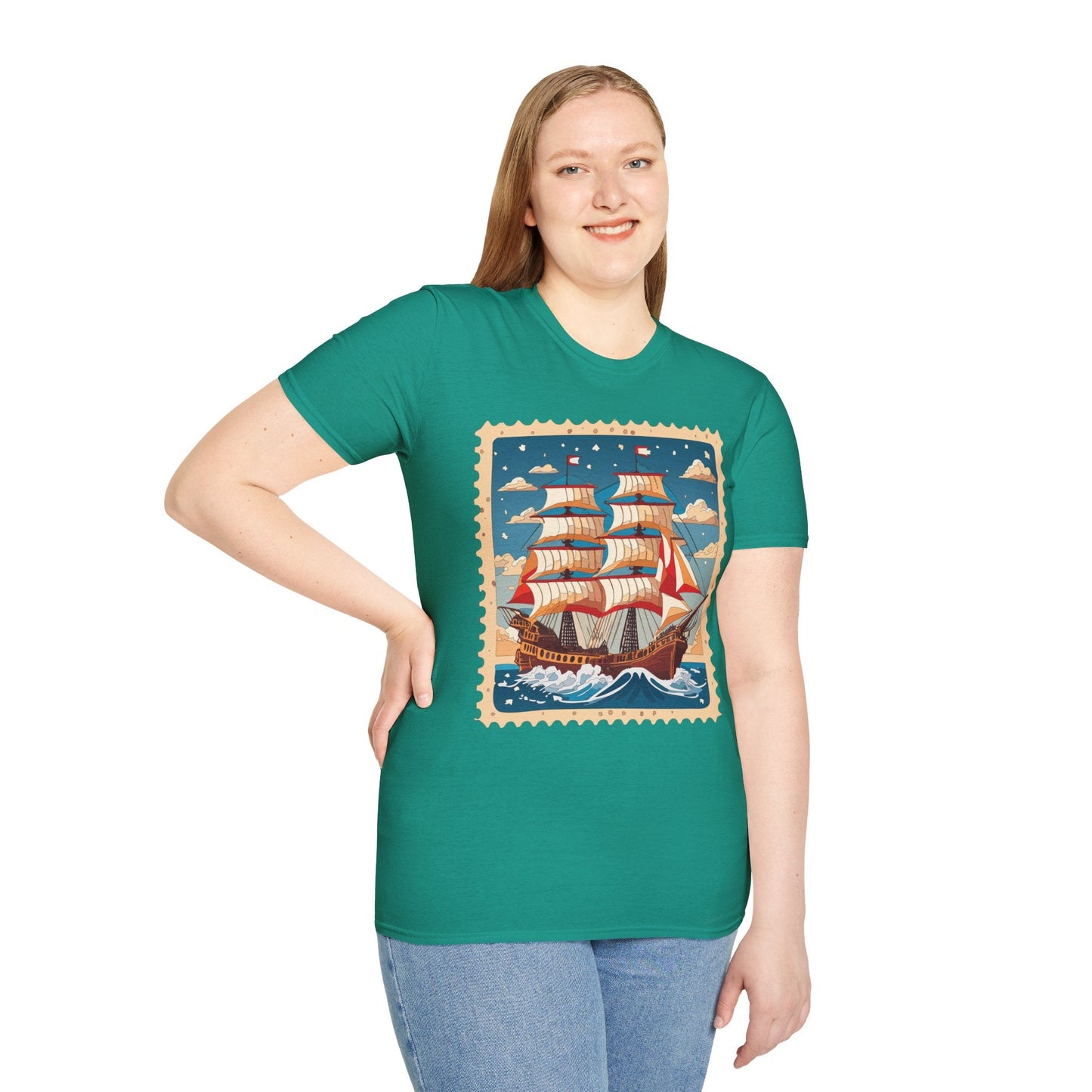 Ship T Shirt Unisex Frigate Vessel Tee Gildan Softstyle 64000 100 Percent Ring Spun Cotton