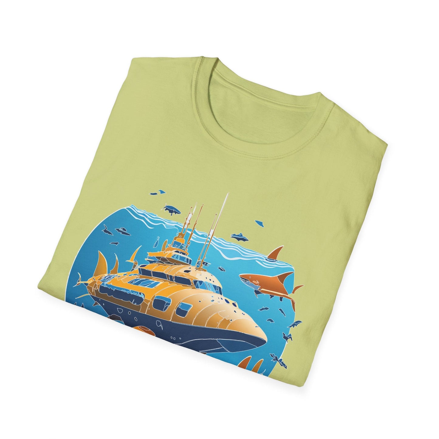 Ocean T Shirt Unisex Gildan Softstyle 64000 100 Percent Cotton Ring Spun U Boat Design Graphic