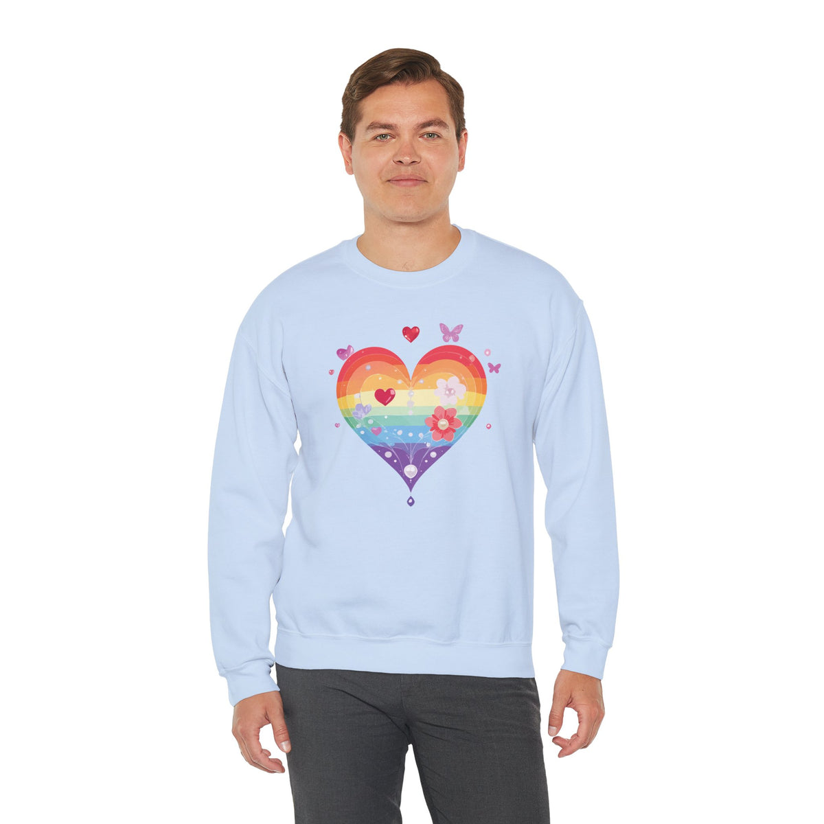 Rainbow Heart Sweatshirt, Floral Heart Sweatshirt, Floral Love Sweatshirt, Valentine's Day Sweatshirt, Rainbow Heart Floral Sweatshirt 115