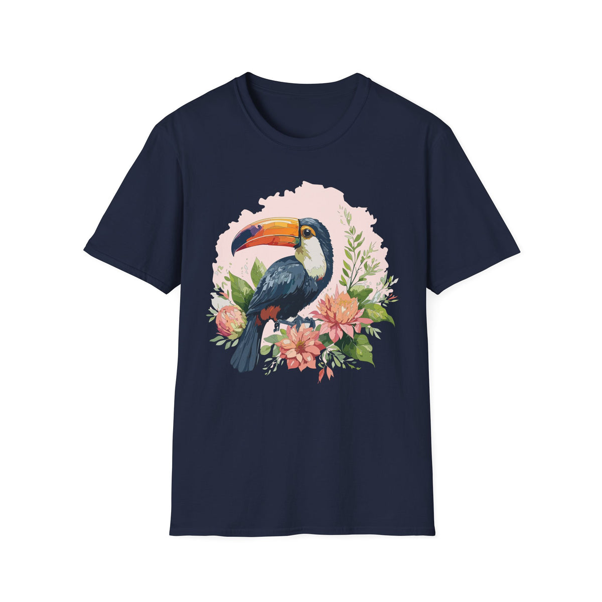 Tropical Toucan Illustration T-Shirt | Floral Bird Graphic