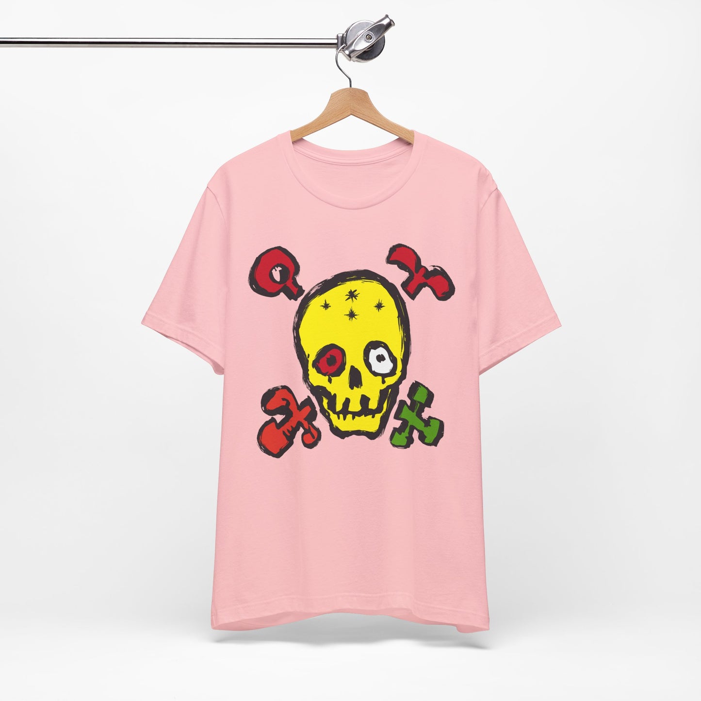 Yellow Skull Graphic Design Tee, Skull Shirt, Vintage Tees, Art Design T-Shirt, Vintage Graphic Tee, Art Shirts with Skulls