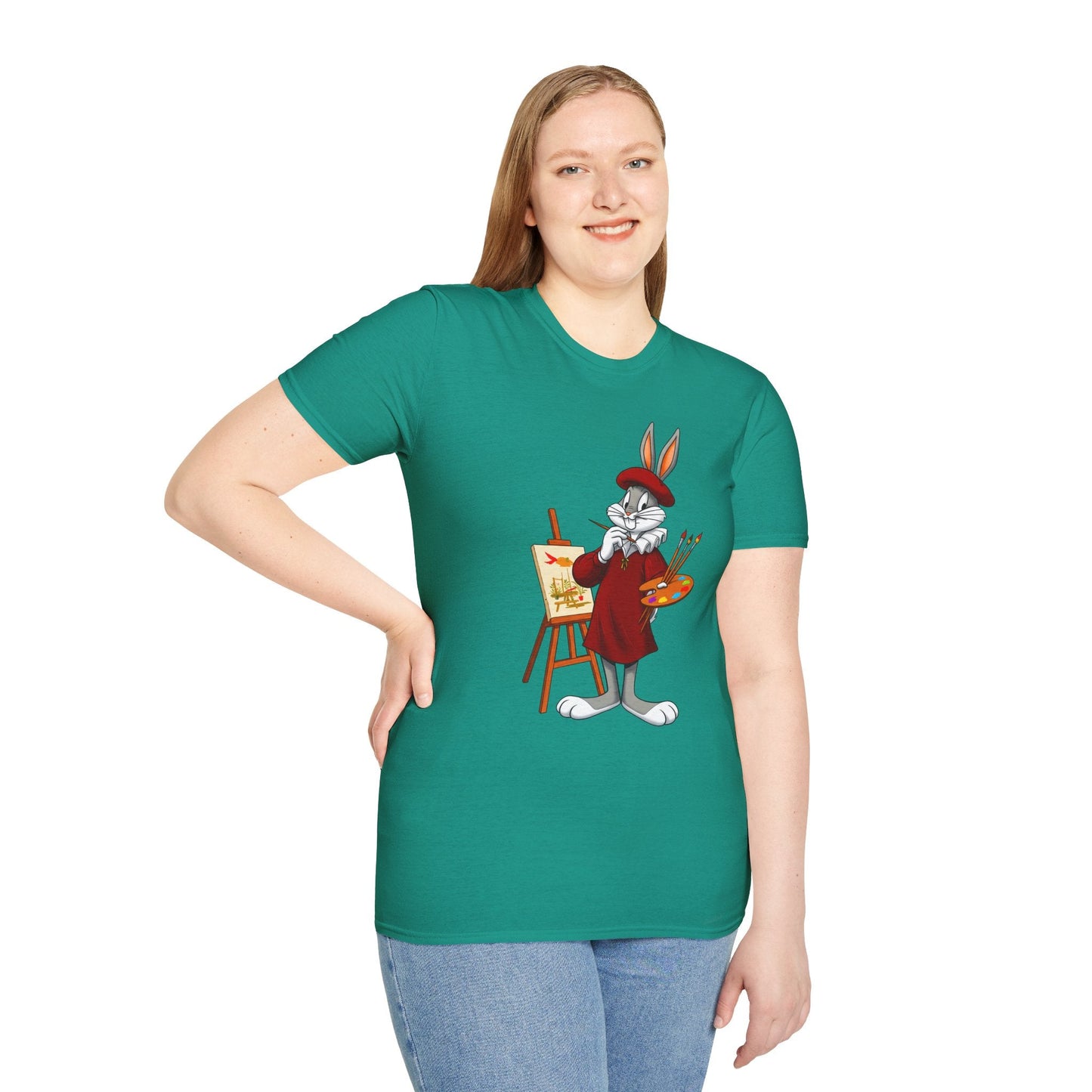 Cartoon Bunny Graphic Unisex Cotton Animal Animation Artwork Design Tee 8
