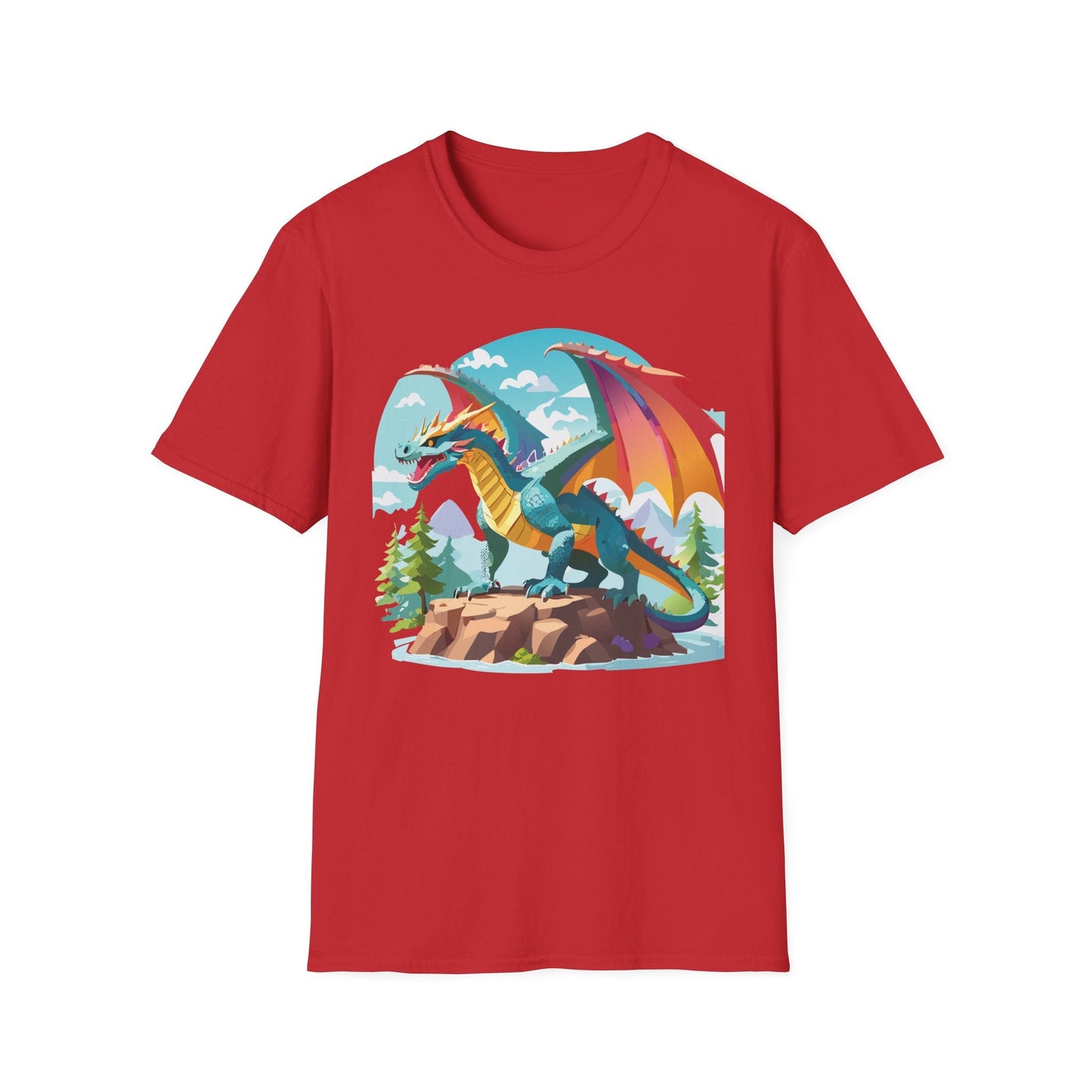 Dragon Graphic Tee Unisex Softstyle 100 Percent Ring Spun Cotton Animal Art Print Shirt