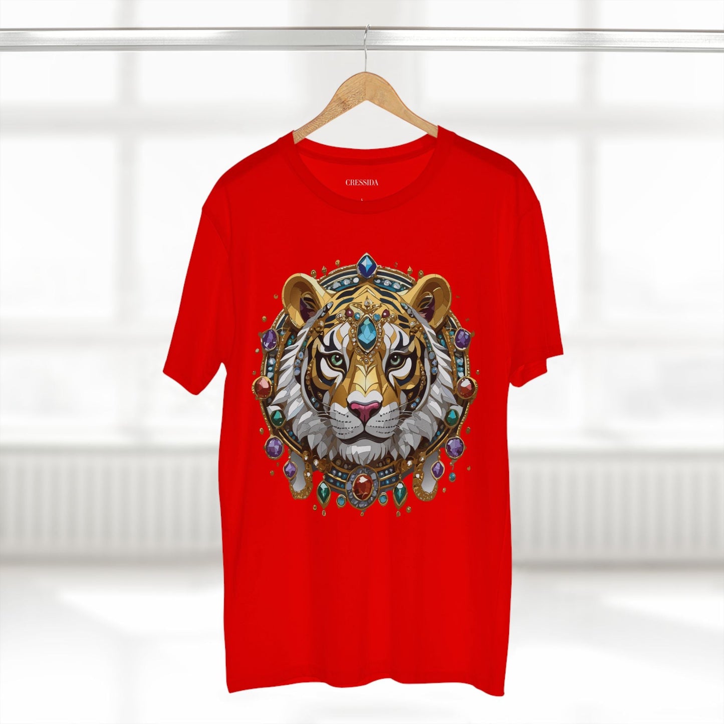 Tiger Graphic Unisex 100 Cotton Tee With Unique Animal Golden Medallion Art Design 52