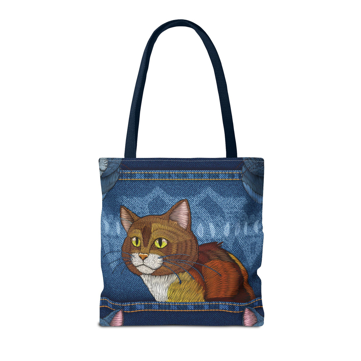 Denim Fabric Imitation Print Unisex Canvas Bag Poly Spun 3 Sizes Tote Bag 190-5