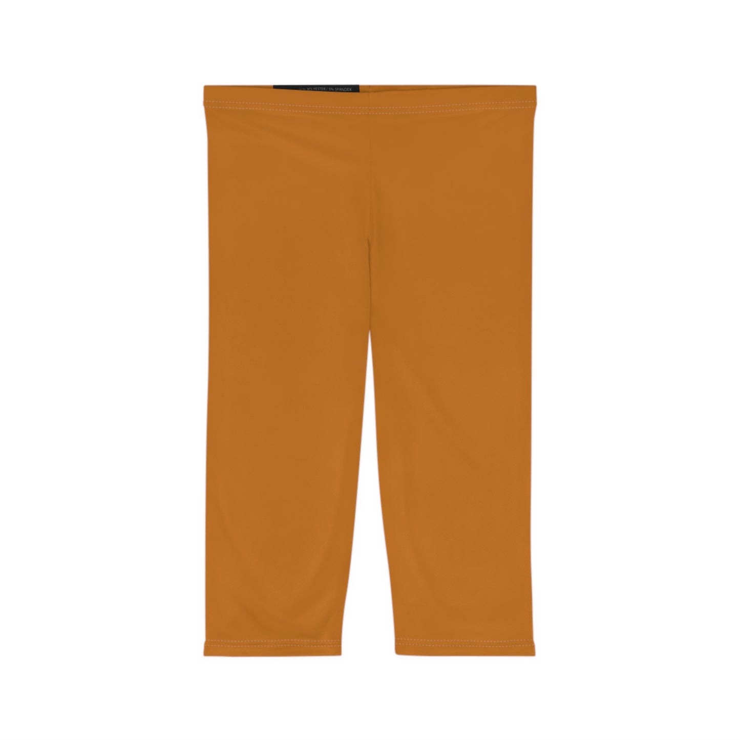 Ochre Orange Color Women's Brushed Suede Poly Span Casual Capri Leggings XS-2XL