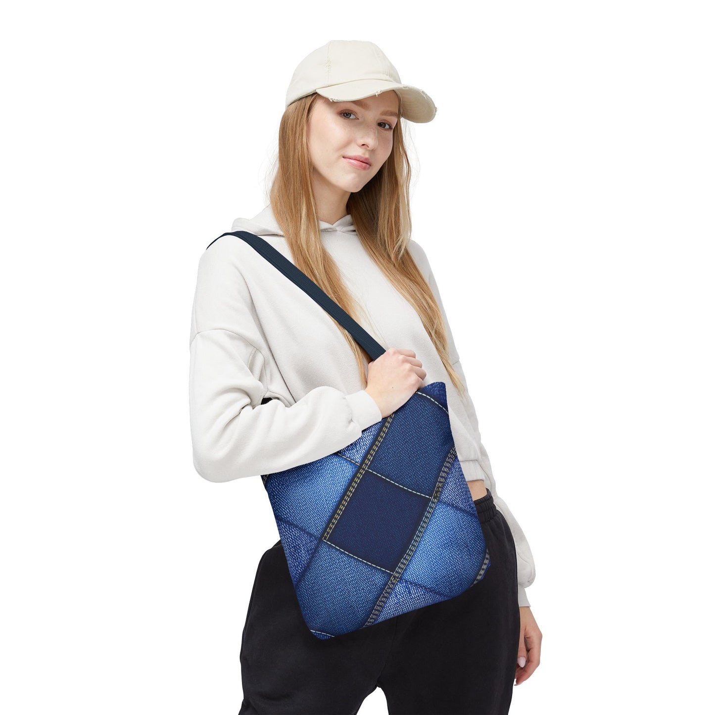 Denim Fabric Imitation Print Unisex Canvas Bag Poly Spun 3 Sizes Tote Bag 105