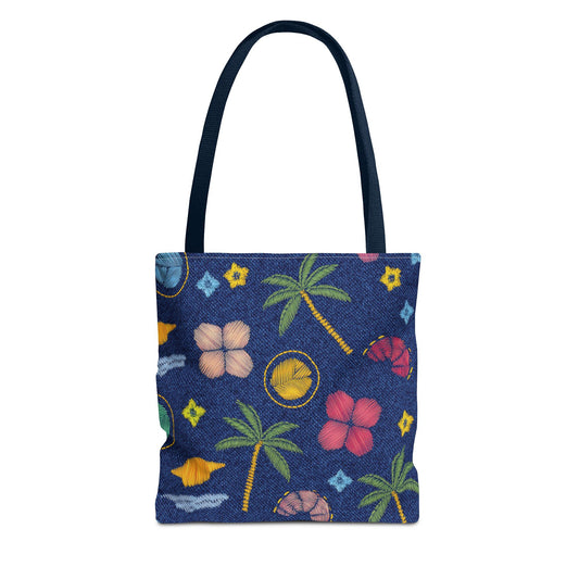 Denim Fabric Imitation Print Unisex Canvas Bag Poly Spun 3 Sizes Tote Bag 182-7