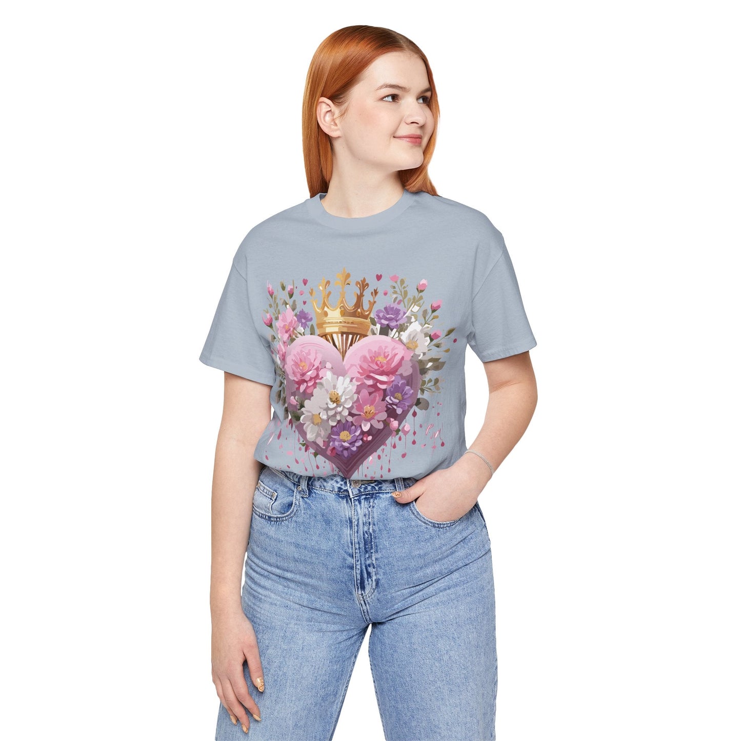 Valentine Day Graphic Unisex 100 Cotton Vintage Artwork with Love and Flower Design Tee 2