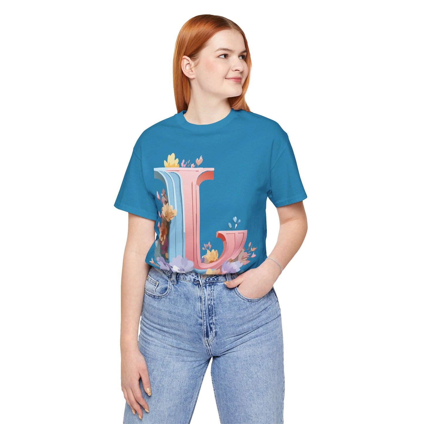 Letter L Shirt Graphic T Shirt Unisex Short Sleeve Vintage Inspired Artwork By Adelpha