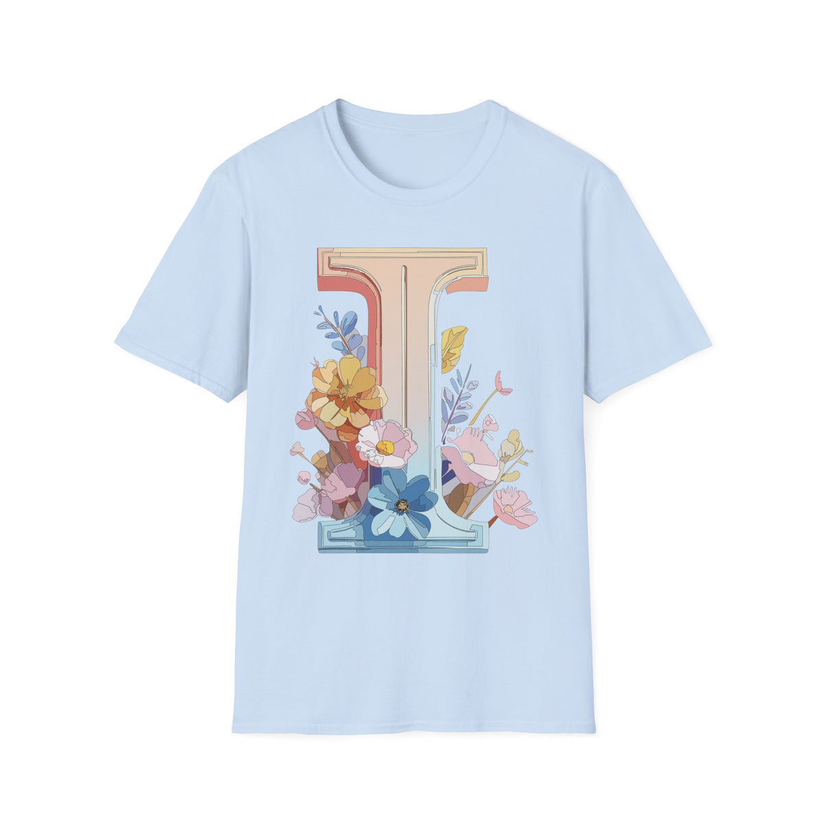 Floral Letter I T-Shirt | Monogram Initial Tee