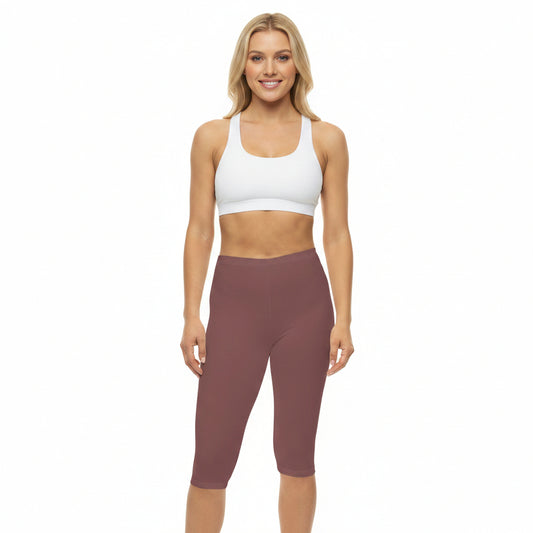 Smoky Rose Color Women's Brushed Suede Poly Span Casual Capri Leggings XS-2XL