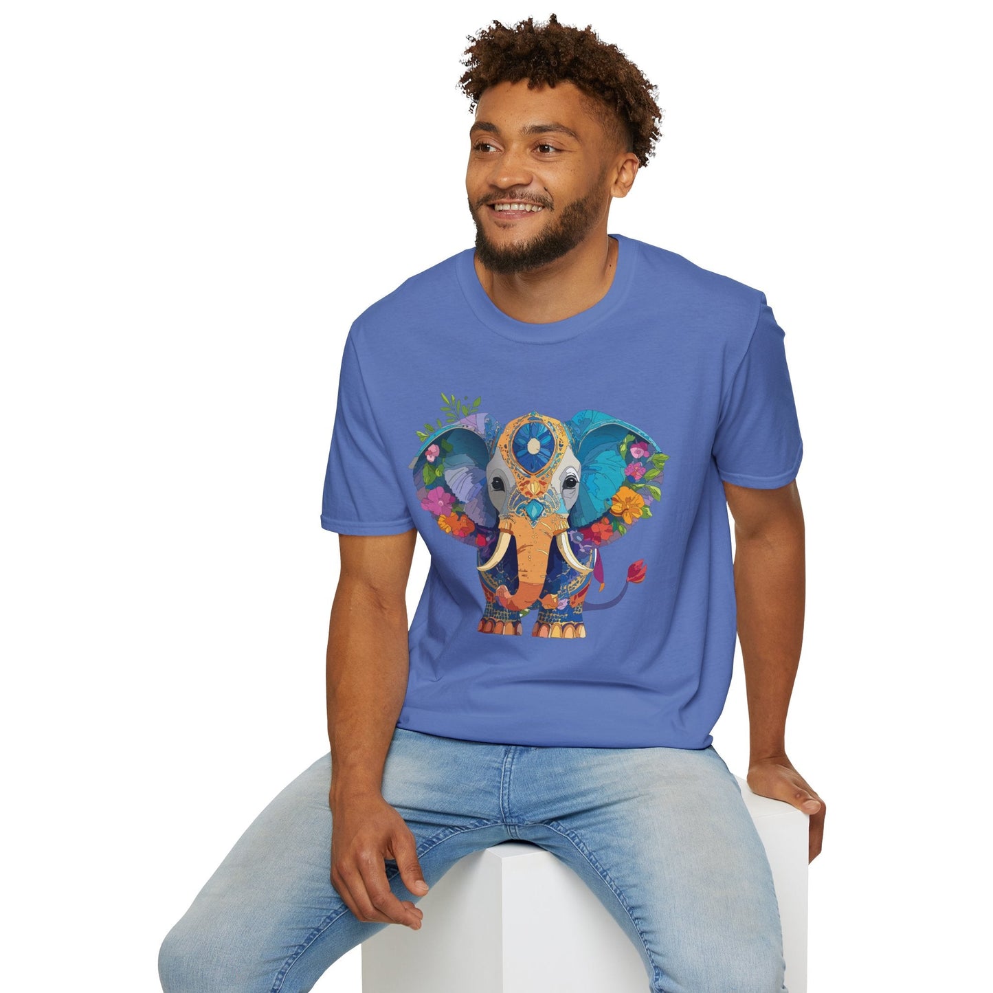 Elephant Graphic Shirt For Adults Unisex Softstyle Tee 100 Percent Cotton Gildan 64000