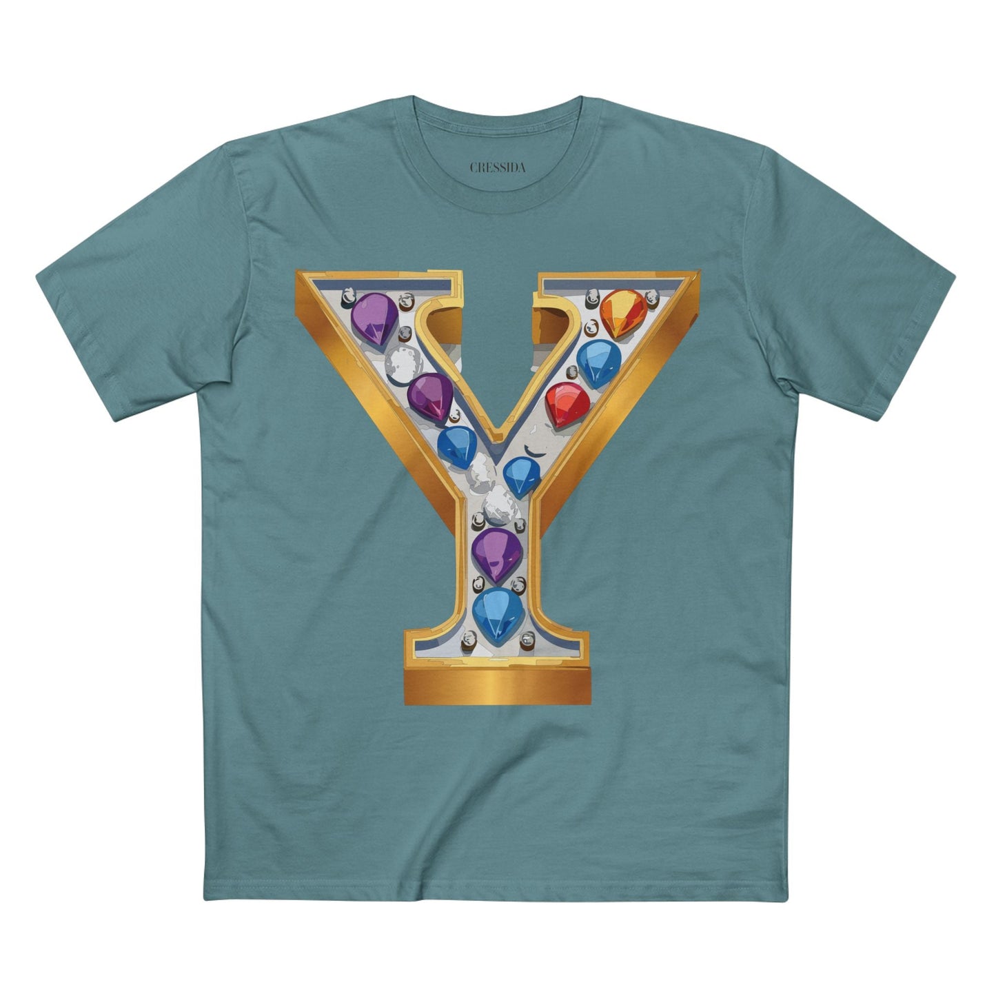 Letter Y Graphic Design Tee Unisex 100 Cotton With Antique Gold Letters Artwork T-Shirt