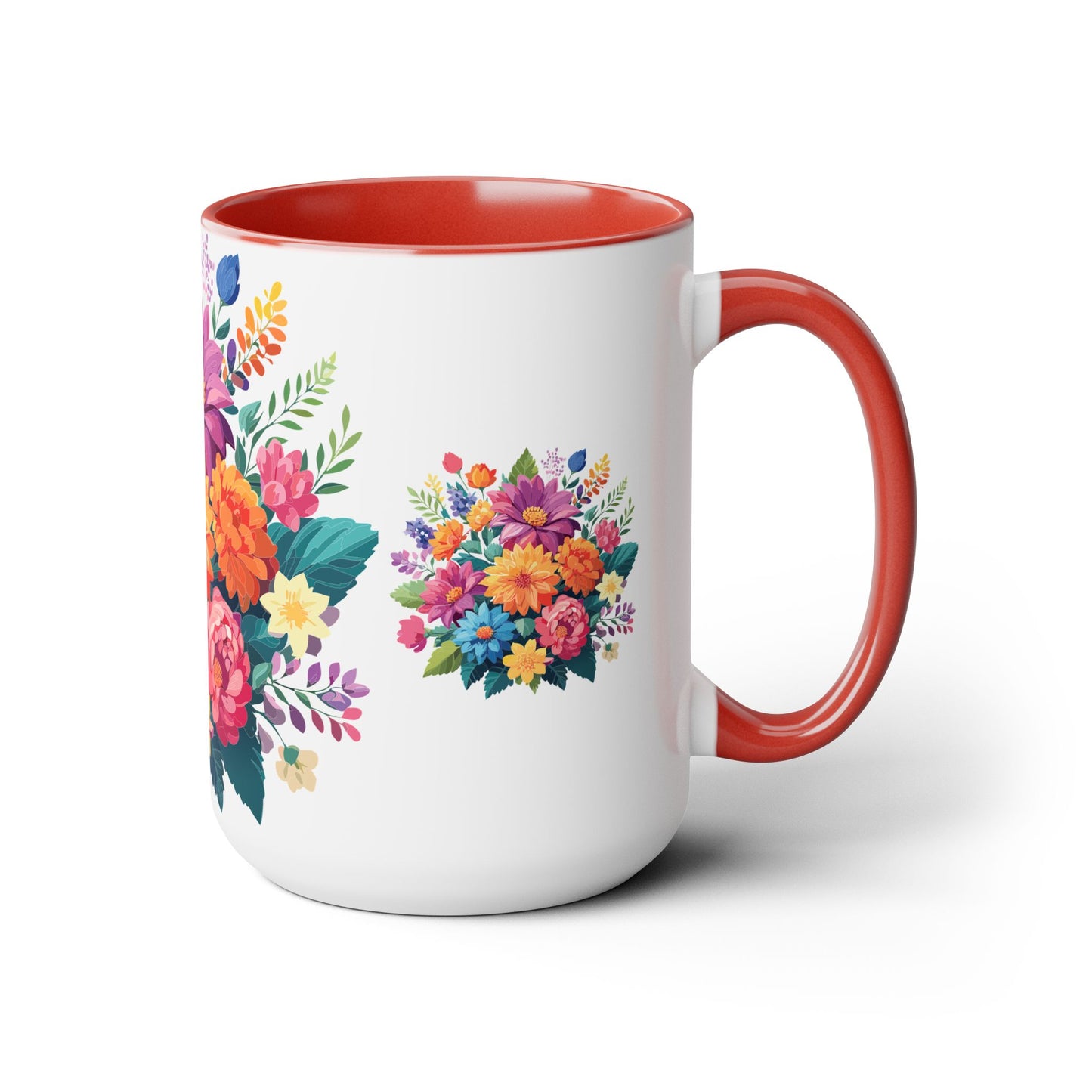 Tazas de café de dos tonos con flores