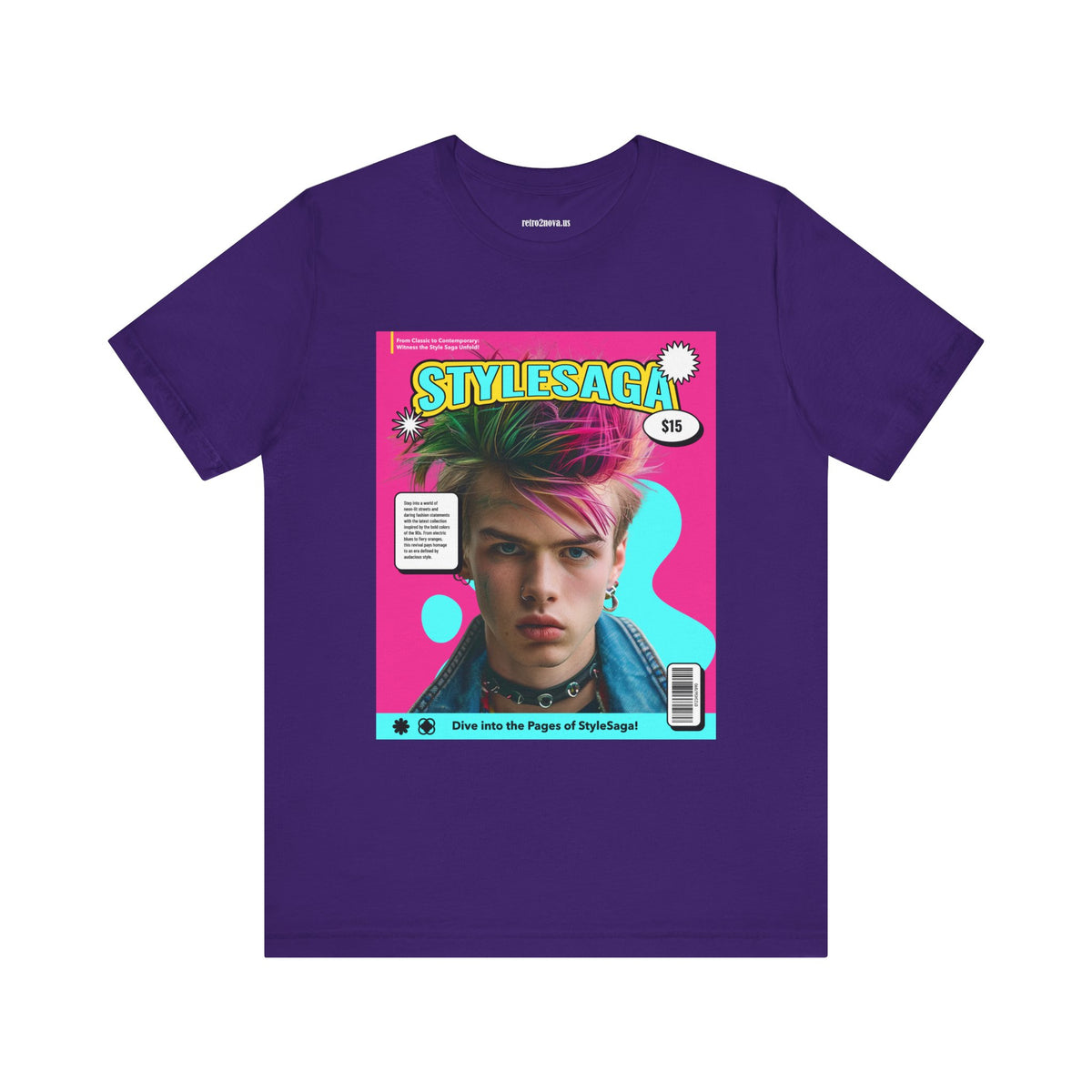 Magazine Cover Graphic Unisex Cotton Bella+Canvas Tee with Retro Poster ab29